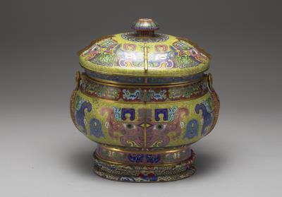 图片[2]-Cloisonne yu vessel with loop handle and animal-mask decoration, Ch’ing dynasty-China Archive